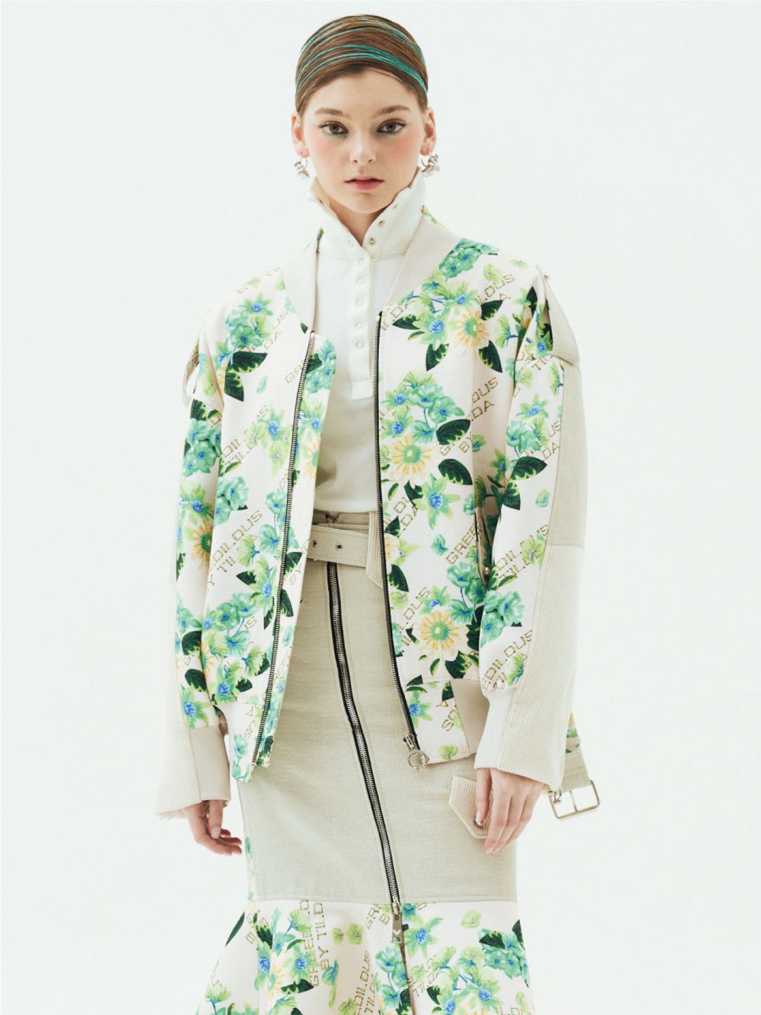 Floral Mix &amp; Matched Fabric Bomber Jacket