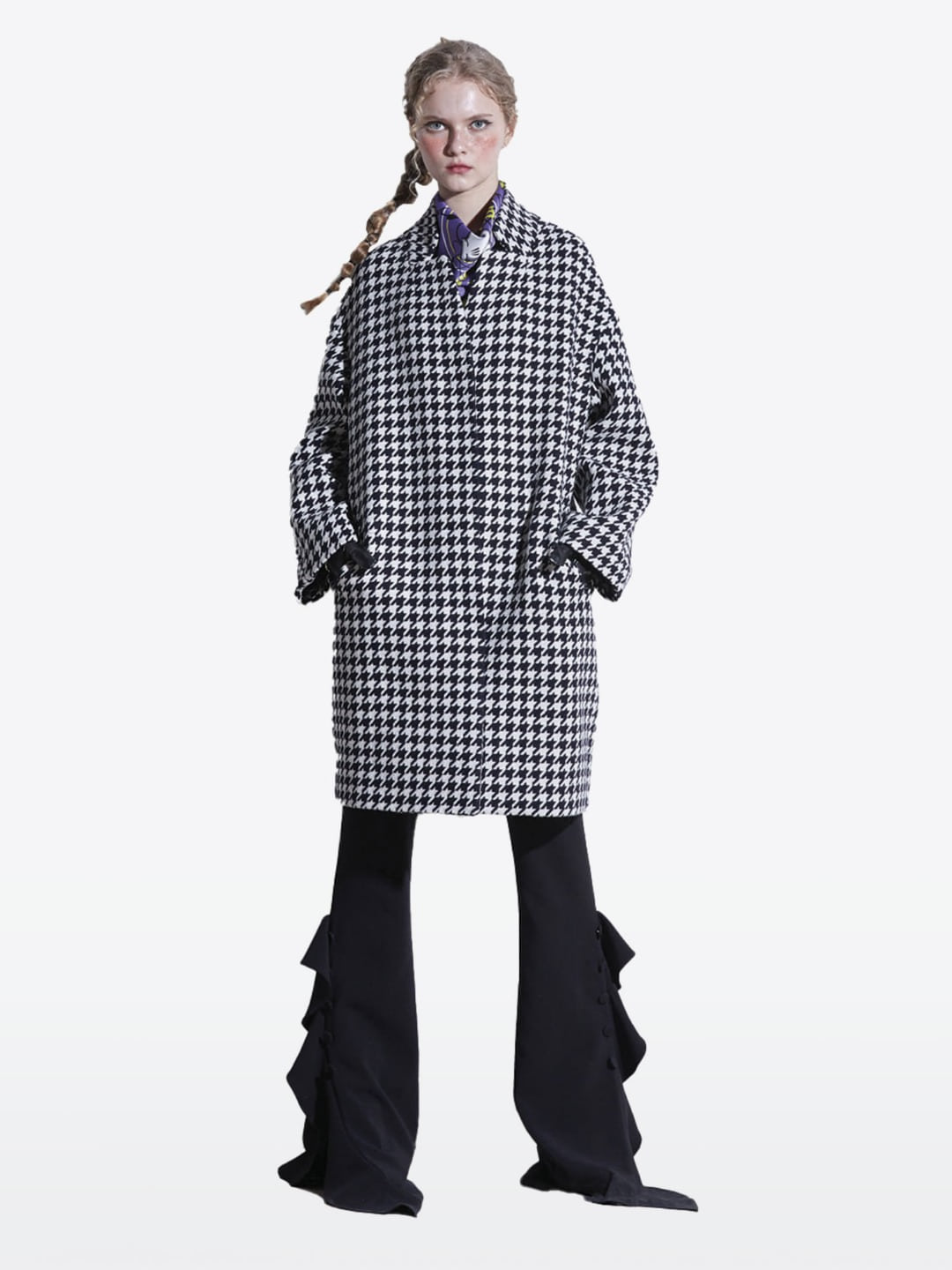 BLACK HOUND TOOTH CHECK COAT