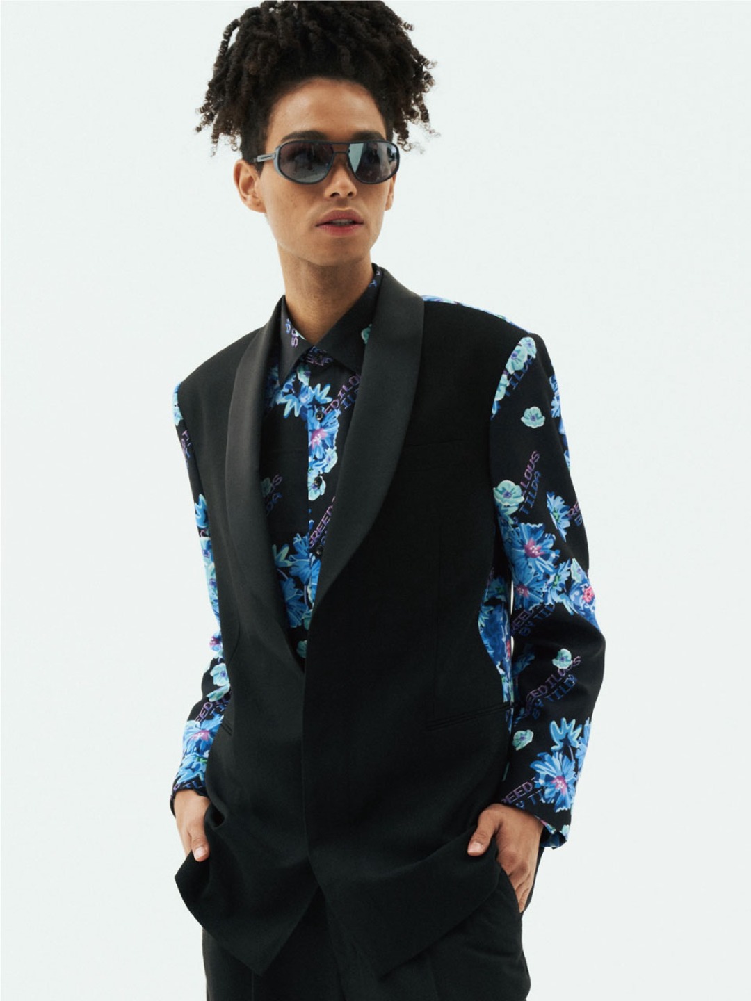 Floral print Contrasted Single Breasted Jacket