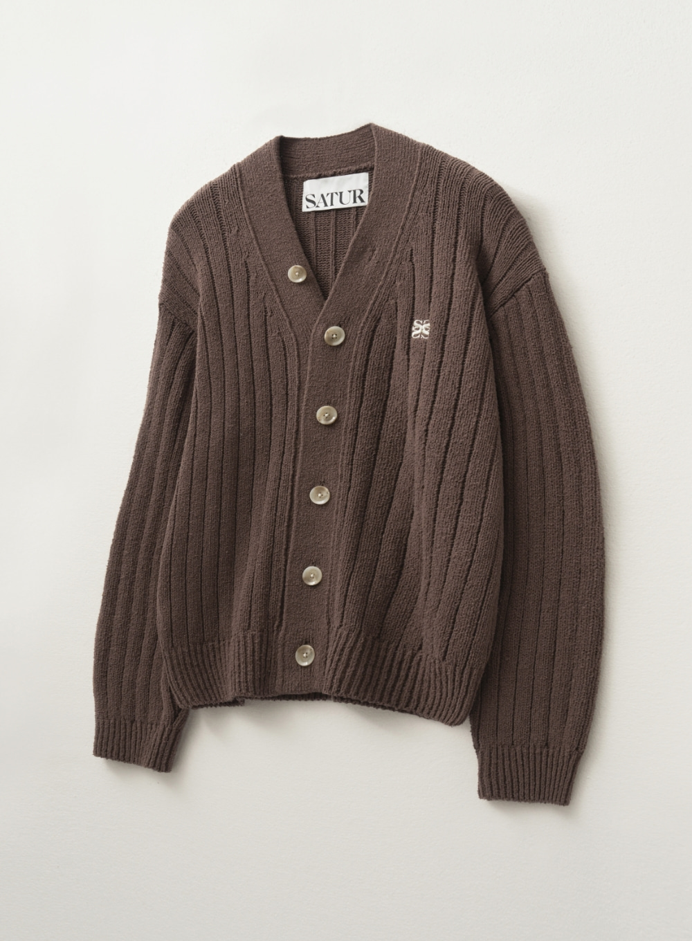 SATUR | 세터 | (W) 파로 오버 사이즈 부클 가디건 세이지 그린