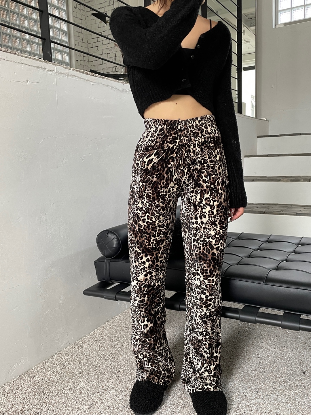 Leopard velvet pants