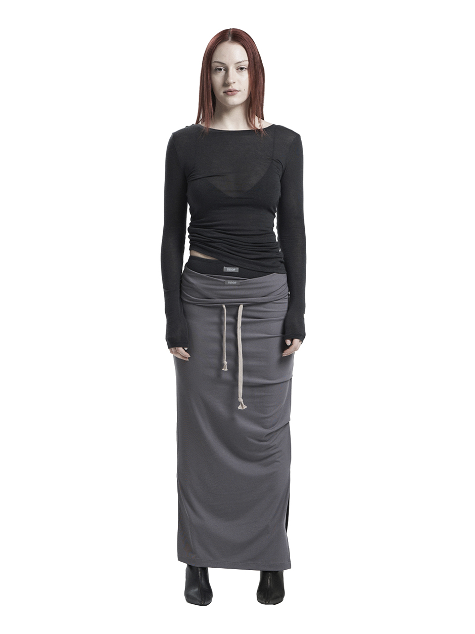 [2nd order] Jersey shirring skirt in grey