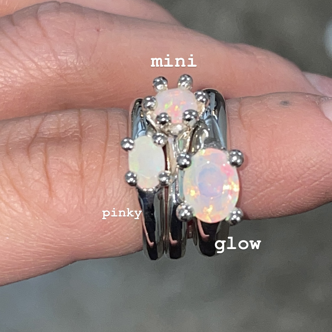 mini / pinky / glow mushroom ring (natural opal version)