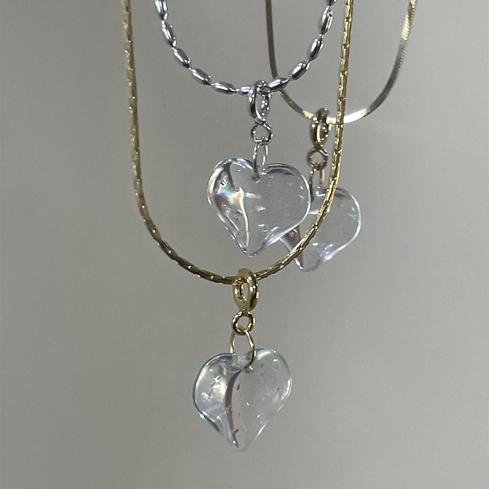 하이메 vintage glass heart necklace