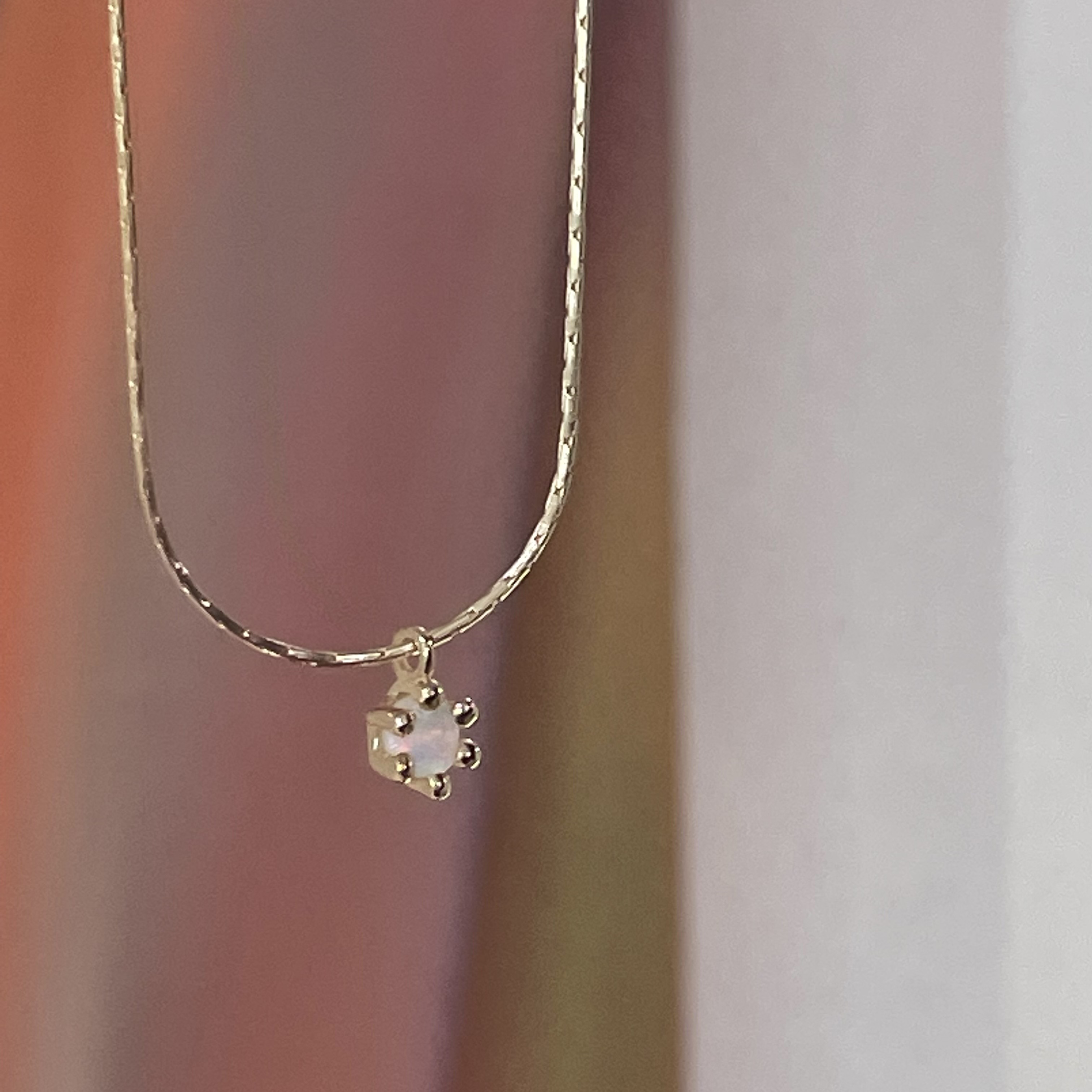 mini mushroom necklace (natrural opal version)