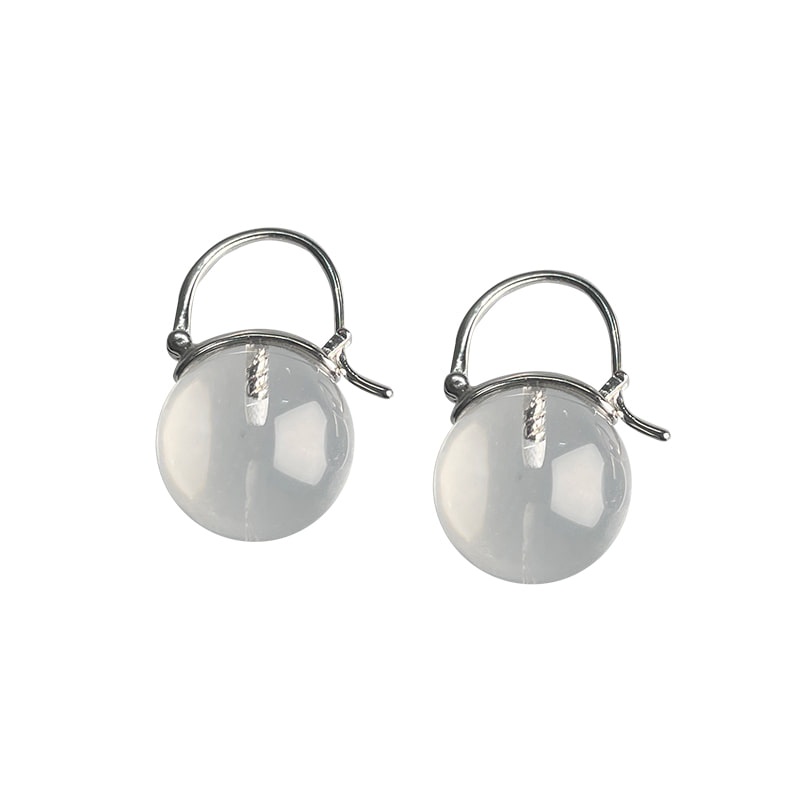 하이메 clear quartz ball earring
