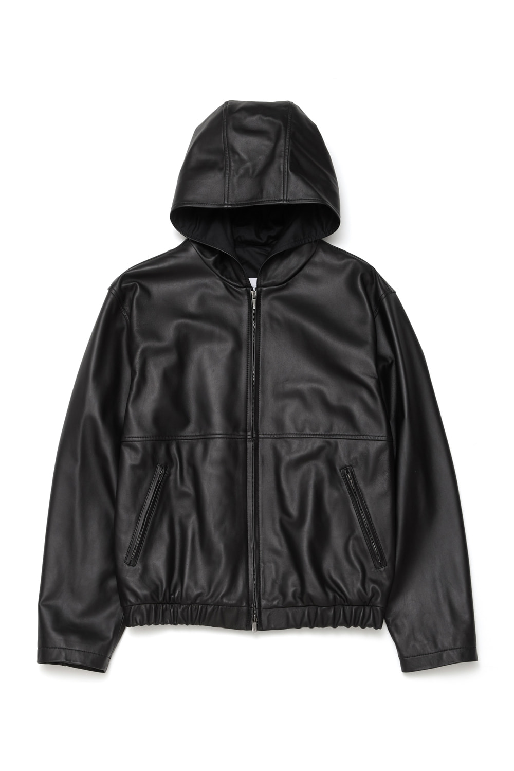 Leather Hoodie Lamb Nappa Black - HATCHINGROOM