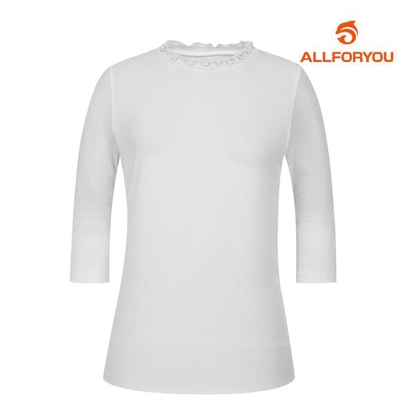 [올포유] 23SS 여성 넥 포인트 메쉬 소매 7부 티셔츠 ALTRM3311-100_G
