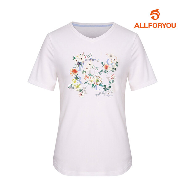 [올포유] 여성 브이넥 반팔 티셔츠 ALQTK3221-100_G