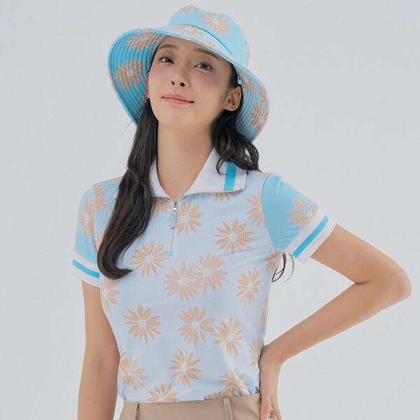 [레노마골프] 여성 플라워 패턴 카라 반팔 티셔츠 RWTPM6122-905