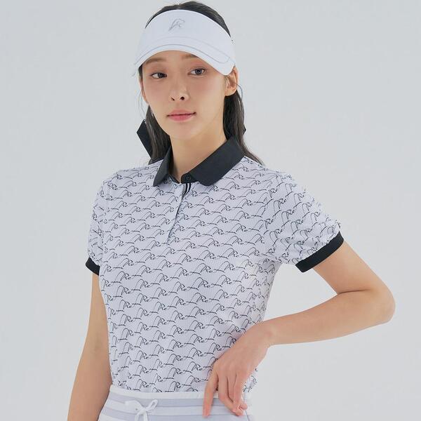 [레노마골프] 여성 레터링 패턴 카라 반팔 티셔츠 RWTYM6106-199