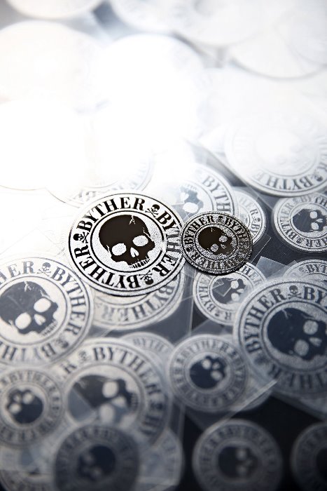 ByTheR skull logo metal sticker