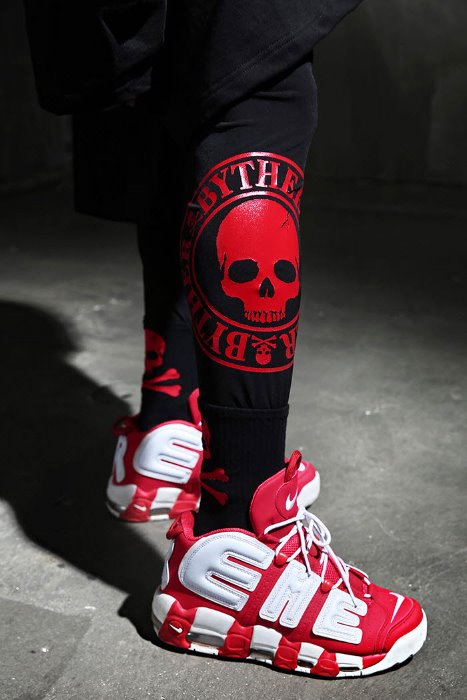 ByTheR red skull logo print leggings