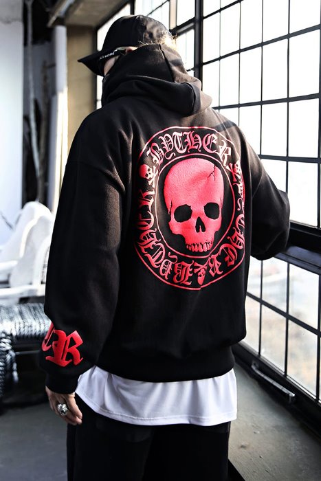 ByTheR Symbol Green Skull Hoodie Long Sleeve Pullover Sweat Shirt Casual Loose