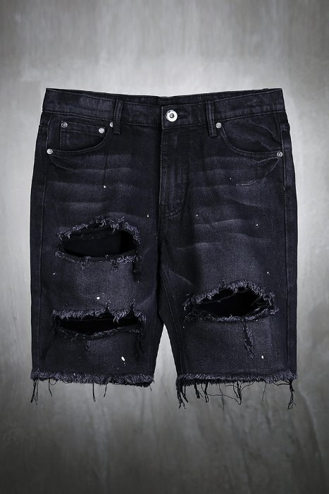 Heavy Destroyed Denim Shorts