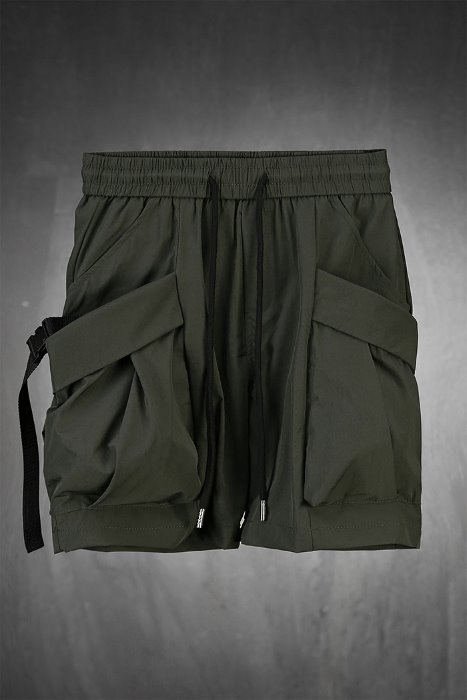 slanted three-dimensional pockets velcro cooling shorts