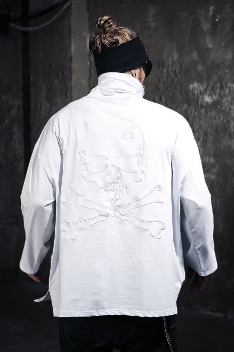 ByTheRByTheR Skull Outline Loose Polo T-Shirts
