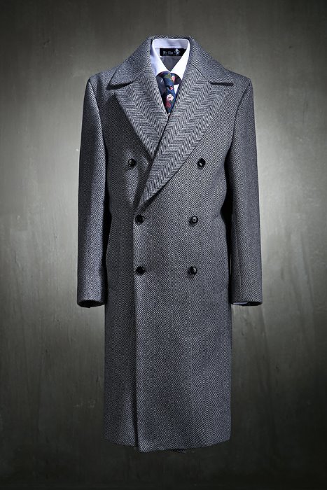 Classic Wool Cashmere Herringbone Double Coat