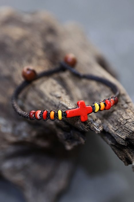 Cross Stone Pendant Handicraft Bracelet