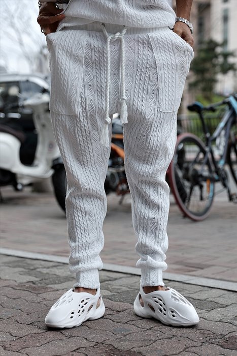 Mukha Pretzel Rope Cooling Knit Jogger Pants White