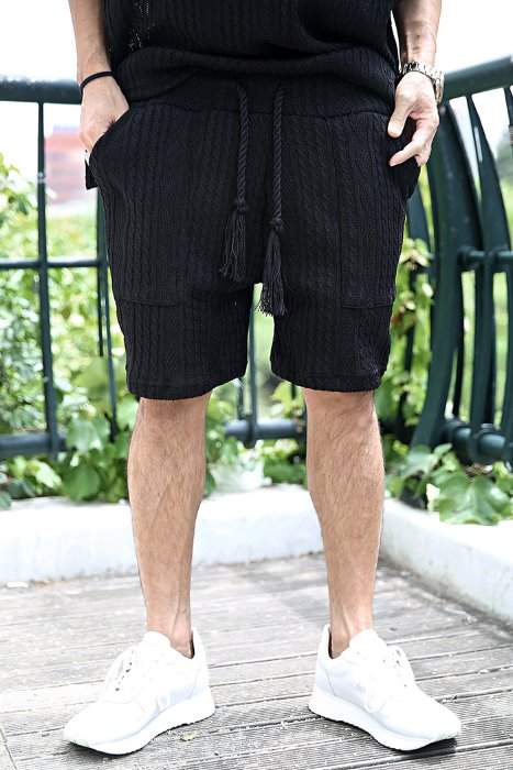 Mukha Pretzel Rope Cooling Knitted Shorts Black
