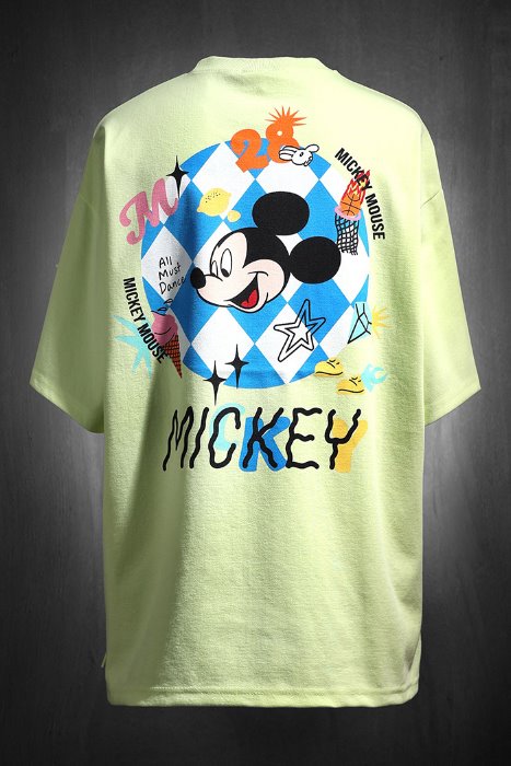 Chess Mickey Mouse Printed Loose Fit Short Sleeve Tee