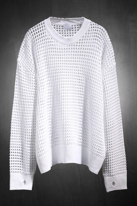 ByTheRBold Punching Mesh Loose Fit Long Sleeve Knit