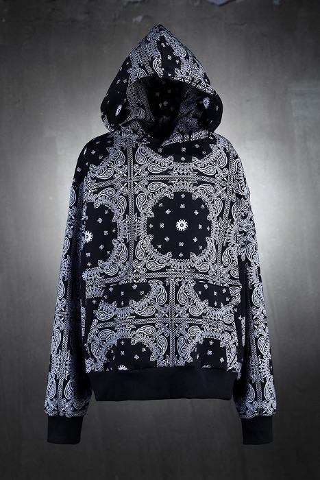 paisley print loose fit hoodie