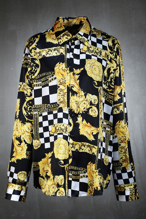 Golden Checkerboard Silky Shirt