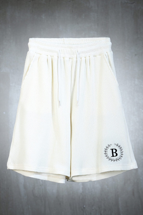 B embroidery waffle shorts