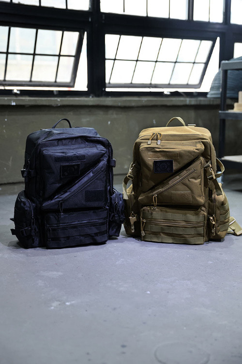 ByTheRTaegeukgi Patch Velcro Square Cargo Waterproof Backpack
