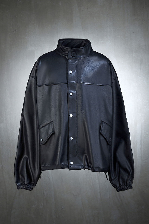 Leather box fit short field jacket