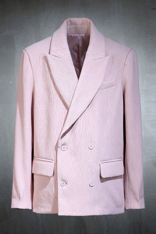 Pleated double-breasted jacket