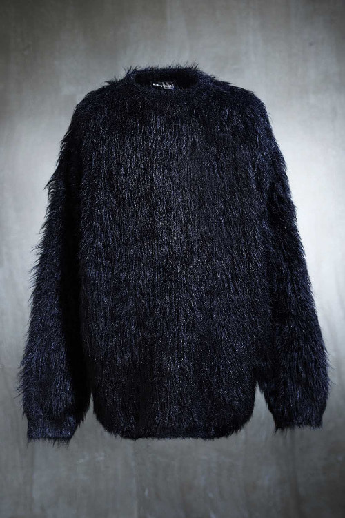 ByTheR X Rolling Quartz Soft Fur Knit Top Black