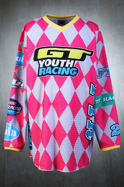 ByTheRdiamond pattern racing jersey t-shirt