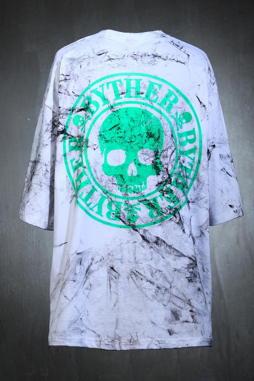 ByTheR Green Logo Print Loose Fit T-shirt White