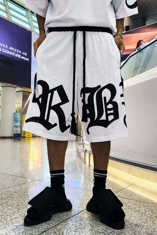 ByTheR Big Lettering Mesh Shorts White