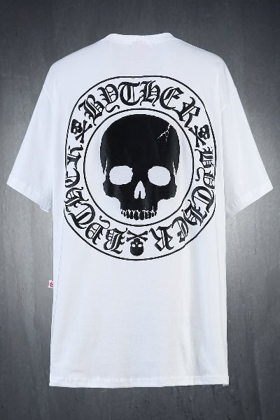 ByTheR Skull Logo Embossed Loose Fit Short Sleeve Tee White