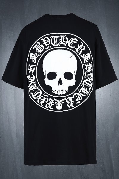 ByTheR Skull Logo Embossed Loose Fit Short Sleeve Tee Black