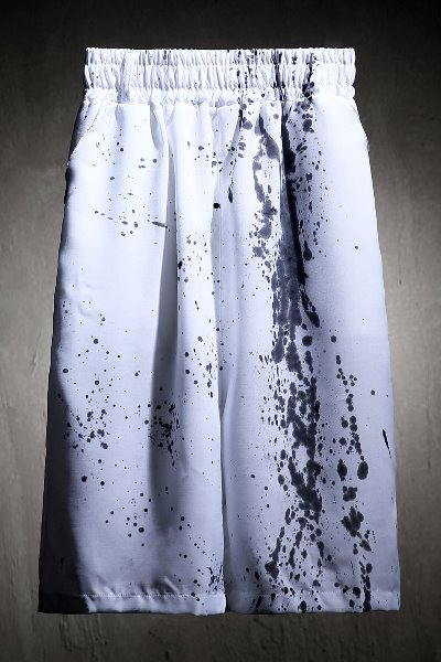 ByTheR Custom Half Ink Painting Cropped Wide Pants White