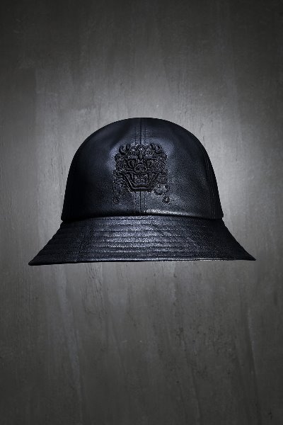 Mukha embroidered leather bucket hat