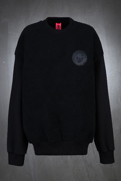 ByTheRByTheR Front Fleece Patch Black Sweatshirt