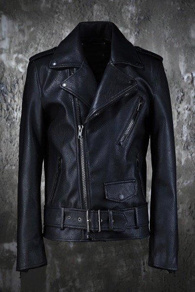 ByTheR Black Leather Belted Rider Jacket