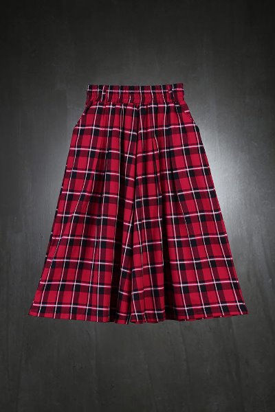 ByTheR Check Pattern Skirt Trousers Red