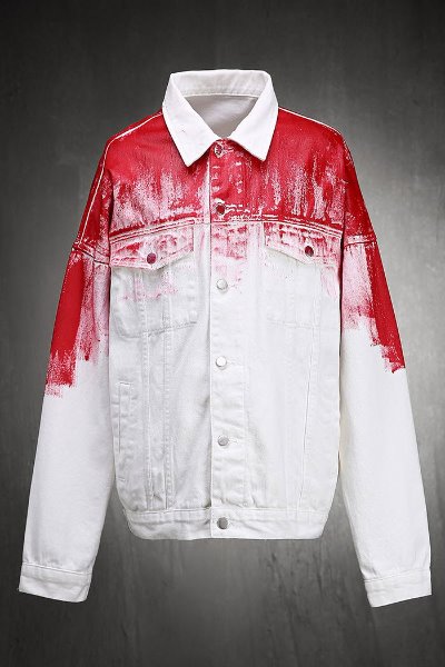ByTheRByTheR Custom Red Painting Loose Fit Cotton Jacket White
