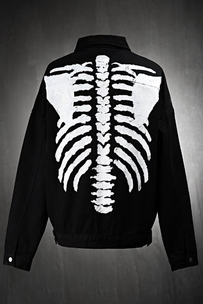ByTheRByTheR Custom Bone X-Ray Painting Cotton Jacket