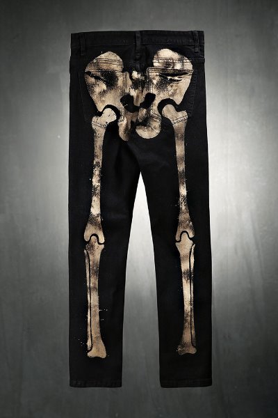 ByTheRByTheR Custom Bone X-Ray Desalted Black Jeans