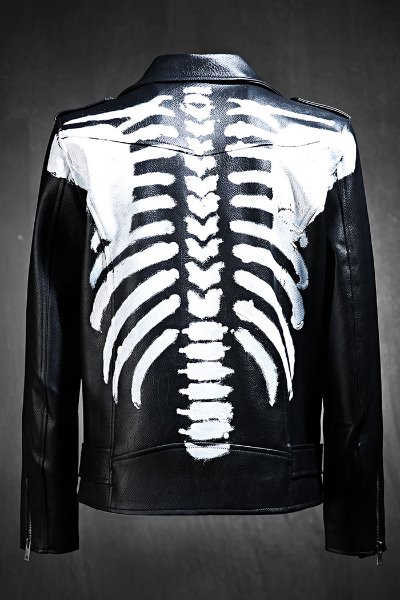 ByTheRByTheR Custom Bone X-Ray Painting Rider Jacket