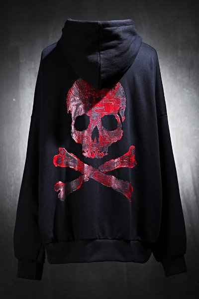 ByTheRByTheR Custom Red Skull Painting Hoodie