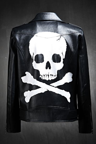 ByTheRByTheR Custom Skull Painting Rider Jacket
